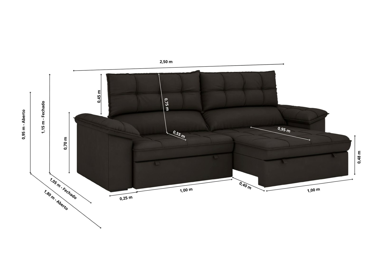 Plano técnico com dimensões