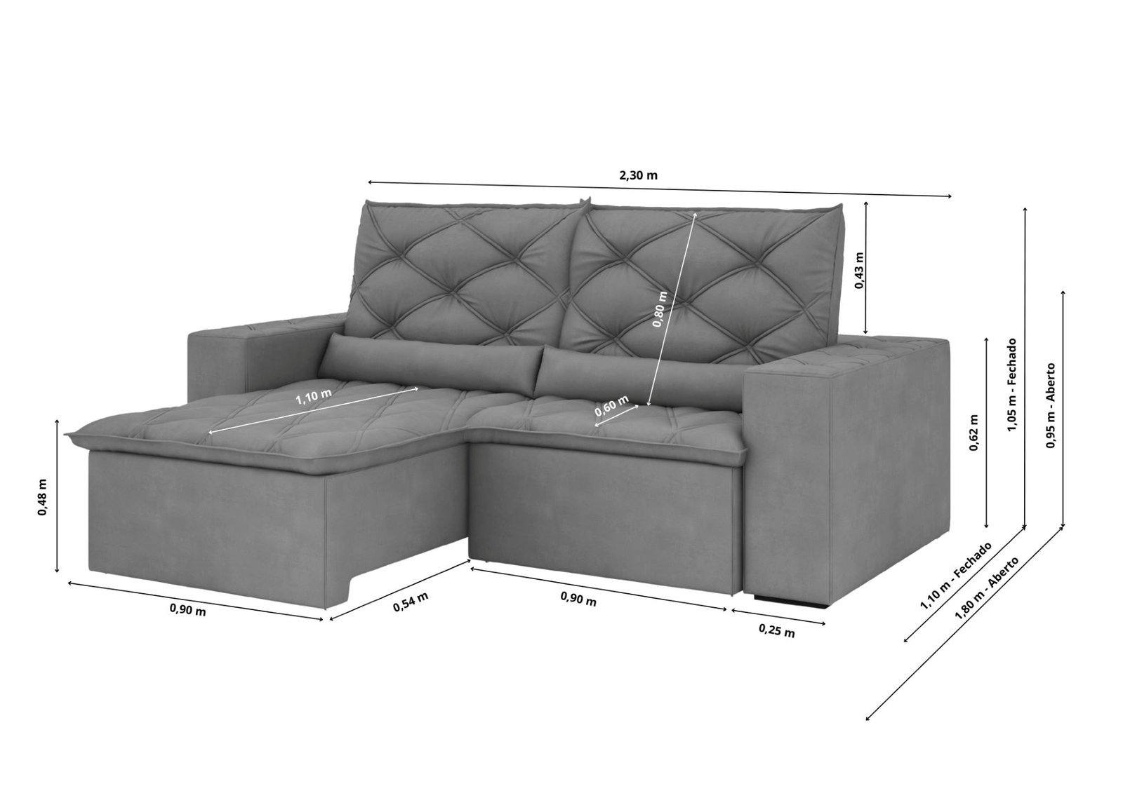 Plano técnico com dimensões